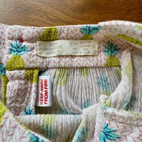 ZARA Pineapple Jumpsuit Romper Girls 12-18 Mo Lightweight Playsuit Toddler Girl - Picture 8 of 8